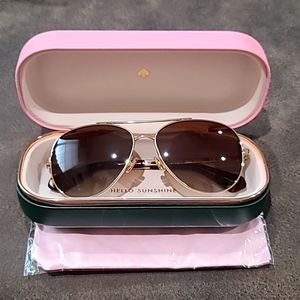 Kate Spade Avaline Aviator Sunglasses, Gold with Tortoise Shell Earpiece